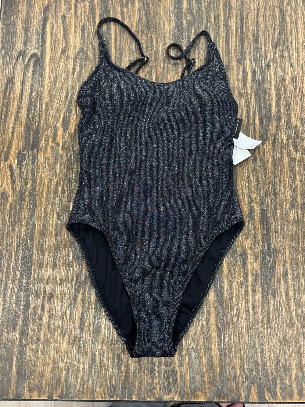 NWT Salt + Cove Black Metallic Shimmer One Piece Swimsuit Size Large